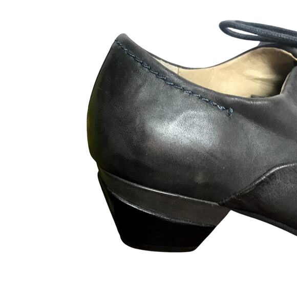 Biala Women's 38M Dark Gray Leather Lace Up Block Heeled Shoes with Pleat - Picture 10 of 10